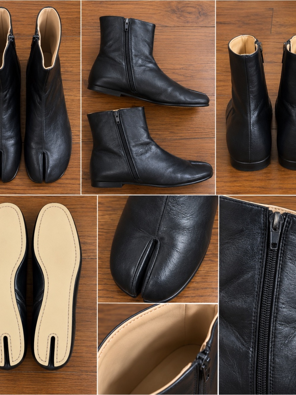 Arno Conti Leather Split-Toe Ankle Boots - Black